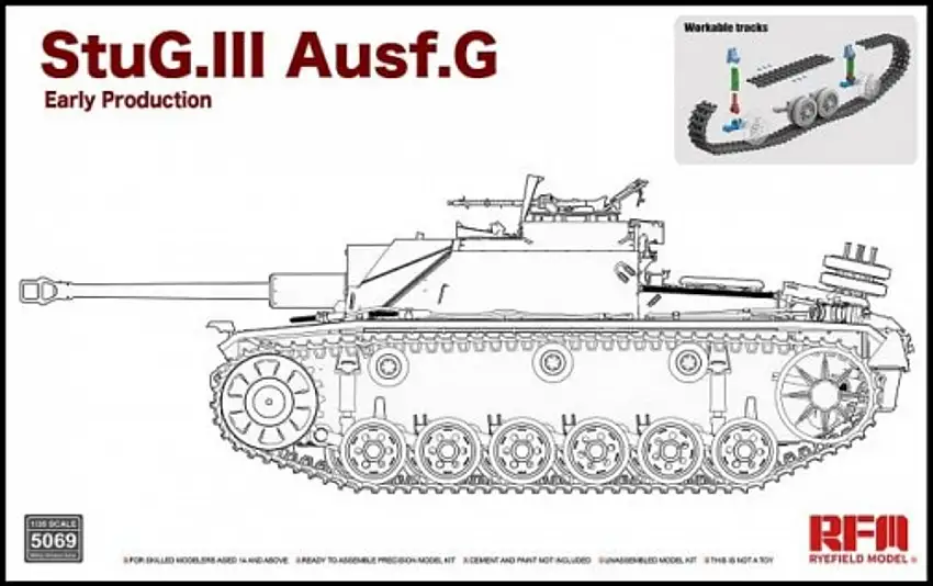 StuG III Ausf G Early Production Tank w/Workable Track Links 1/35 Rye Field Models