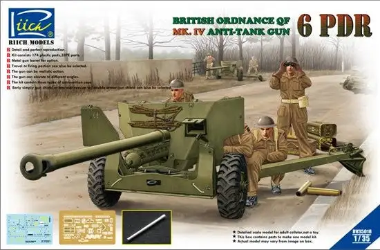 Riich Models 35018 1/35 British Ordnance QF 6-Pdr Mk IV Anti-Tank Gun