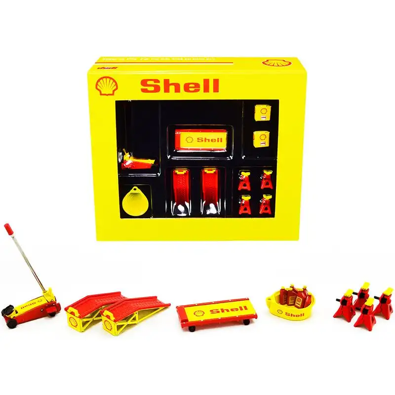 Shop Tool Set of 6 pieces "Shell Oil" 1/18 Diecast Replica by GMP