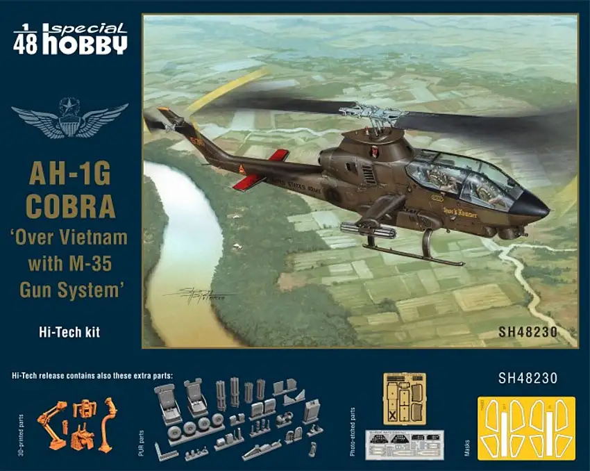 AH-1G Cobra US Army Helicopter over Vietnam w/M35 Gun System (Hi-Tech) 1/48 Special Hobby
