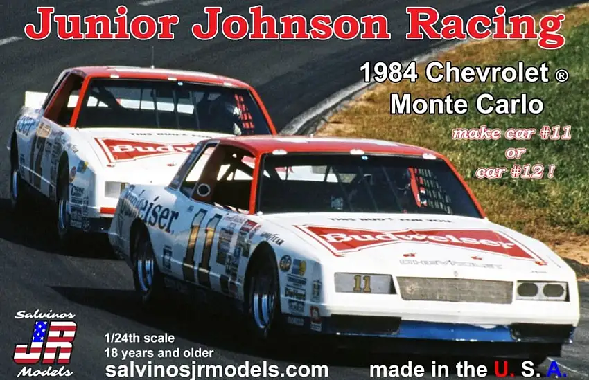 Junior Johnson Racing Darrell Waltrip #11/Neil Bonnett #12 1984 Chevrolet Monte Carlo Race Car 1/24 Salvinos JR