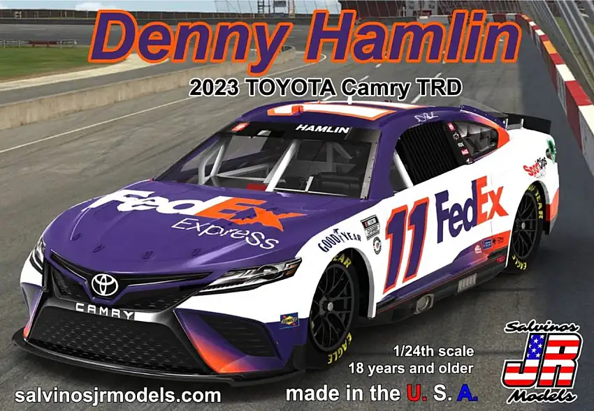 Denny Hamlin 2023 NASCAR Toyota Camry TRD Race Car (FedEx Primary) (Ltd Prod) 1/25 Salvinos JR