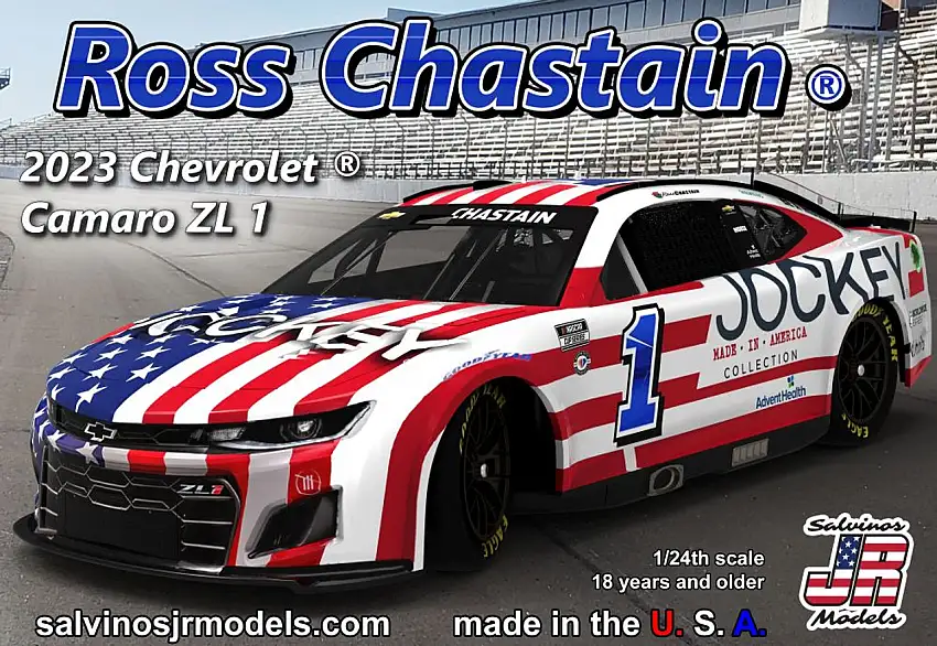 Ross Chastain 2023 NASCAR Chevrolet Camaro ZL1 Race Car (Jockey) 1/24 Salvinos JR