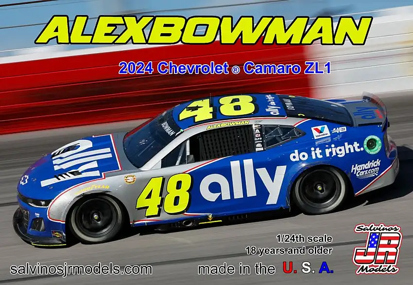 Alex Bowman 2024 NASCAR Chevrolet Camaro ZL1 Darlington Throwback (Ltd Prod) 1/24 Salvinos JR