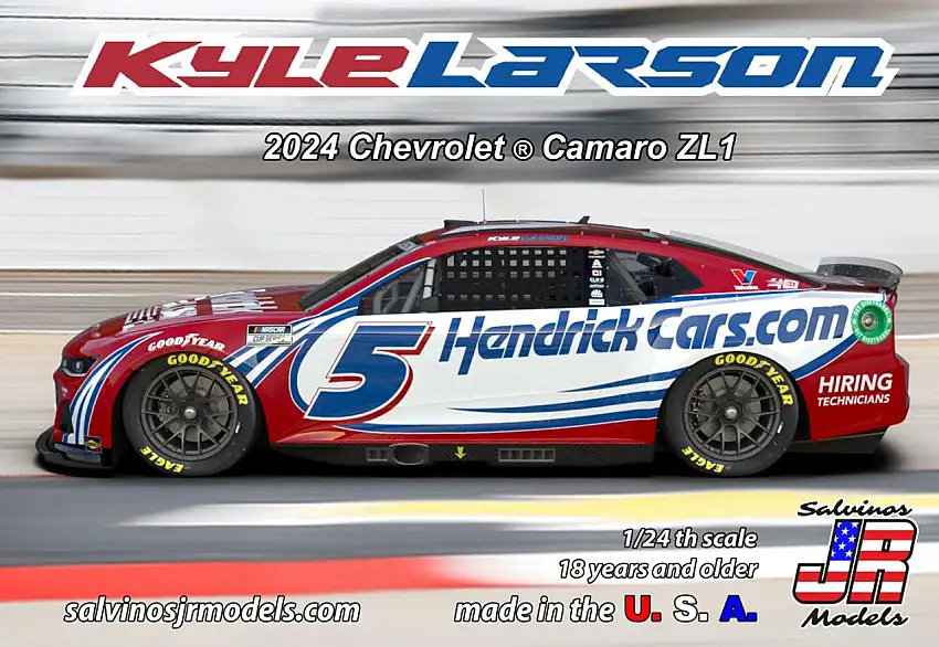 Kyle Larson 2024 NASCAR Chevrolet Camaro ZL1 Race Car (40th Anniversary) 1/24 Salvinos JR