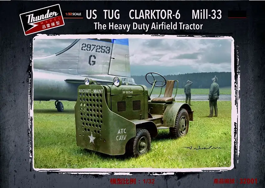WWII US Tug Clarktor 6 Mill 33 Heavy Duty Airfield Tow Tractor 1/32 Thunder Model