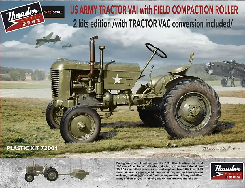 WWII US Army VAI/VAC Tractor w/Field Compaction Roller 1/72 Thunder Model