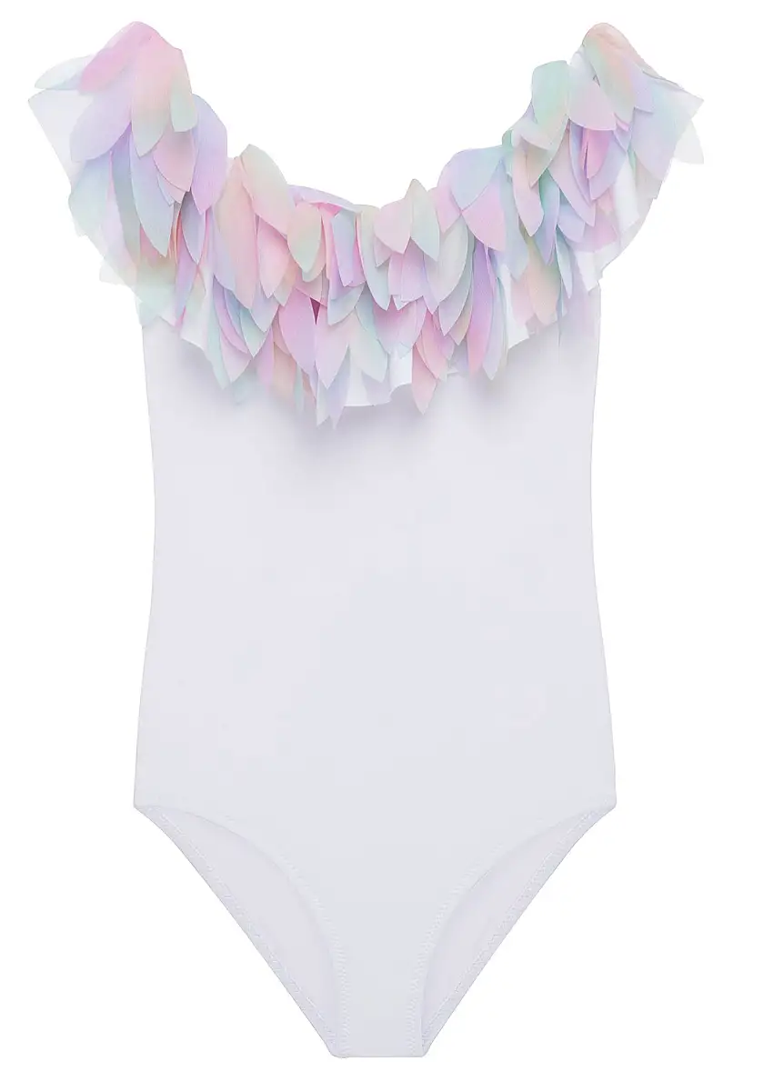White Swimsuit With Unicorn Petals