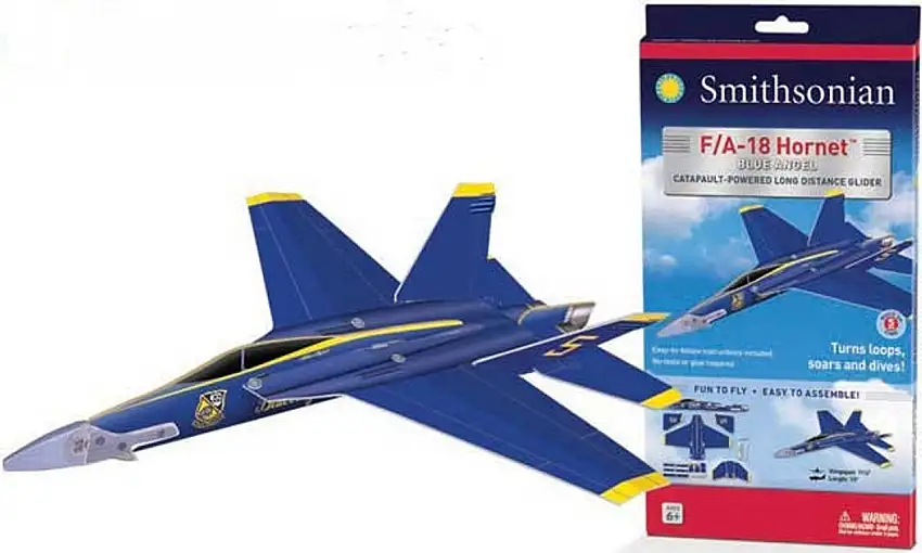 Smithsonian F/A-18 Hornet Blue Angels Glider Catapult Pwd (11.5") Wow Toyz