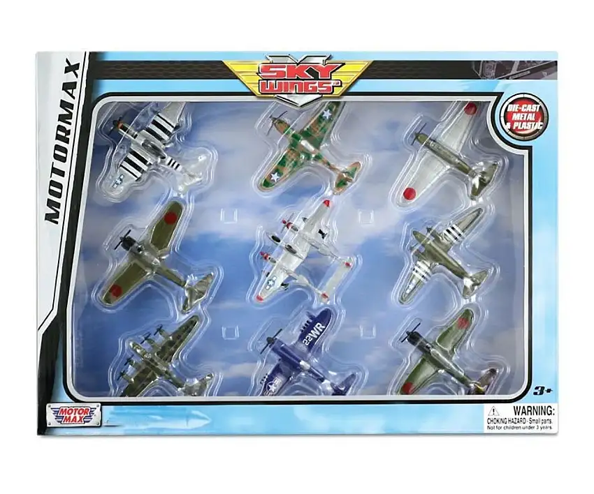 Sky Wings WWII Aircraft Playset 3.5" (9pcs) (Die Cast) Wow Toyz