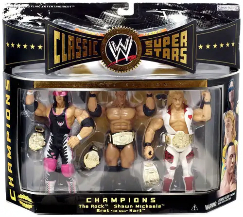 WWE Wrestling Classic Superstars Series 2 Champions Exclusive Action Figure 3-Pack [Shawn Michaels, The Rock, & Bret Hart]