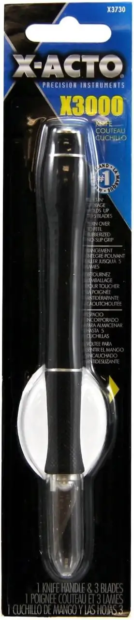 X3000 Non-Slip Grip Knife Black w/Safety Cap & Built-In Storage (cd) X-Acto